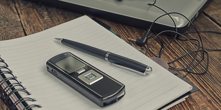 Transcription Services with Dictaphone Voice Recorder and Pen